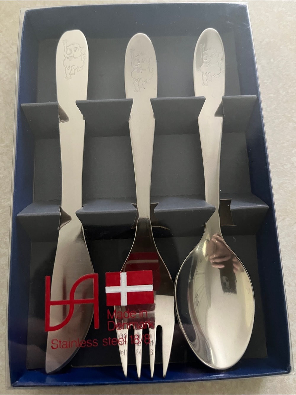 HS Danish Stainless Steel 3-Piece Flatware Set in Silver